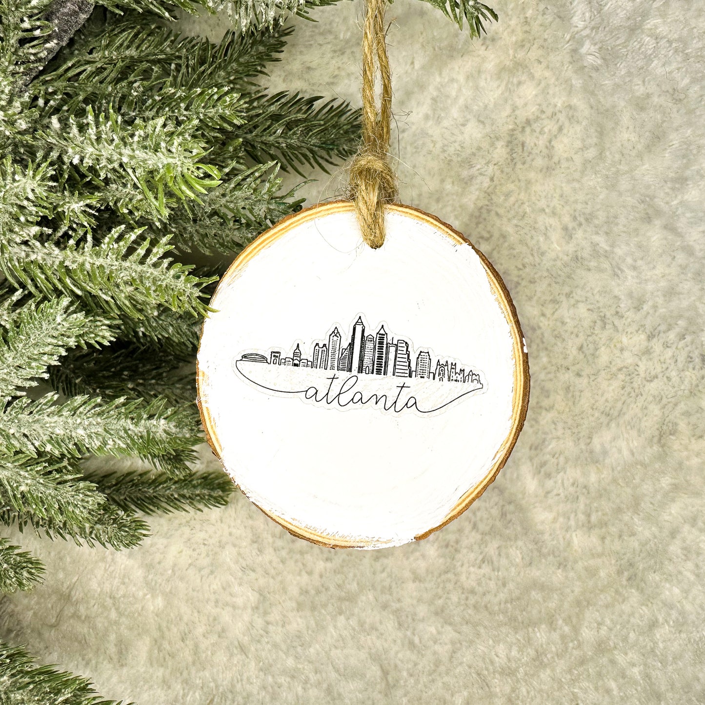 Atlanta Skyline Wood Slice Ornament