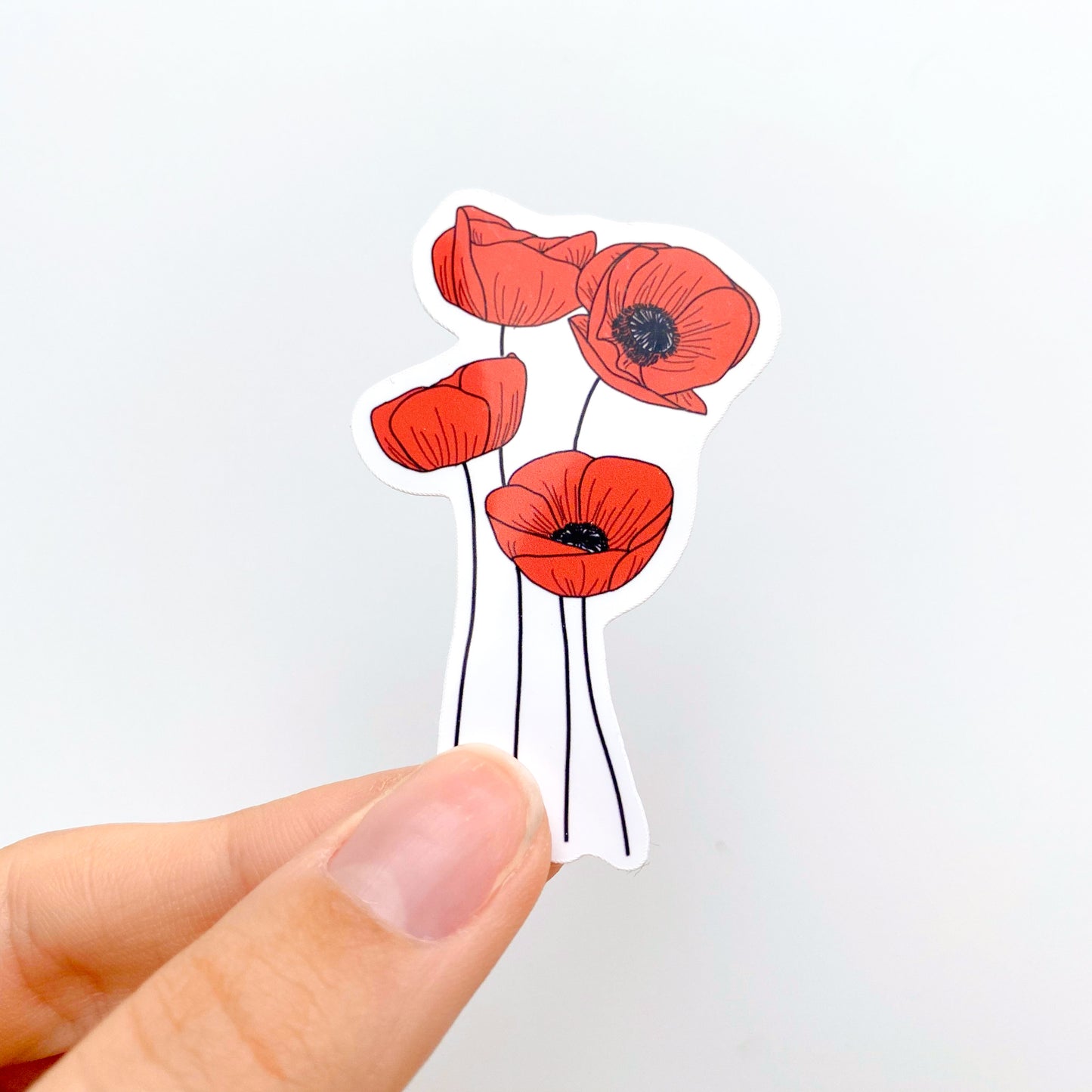 August Poppy Birth Month Flower Sticker