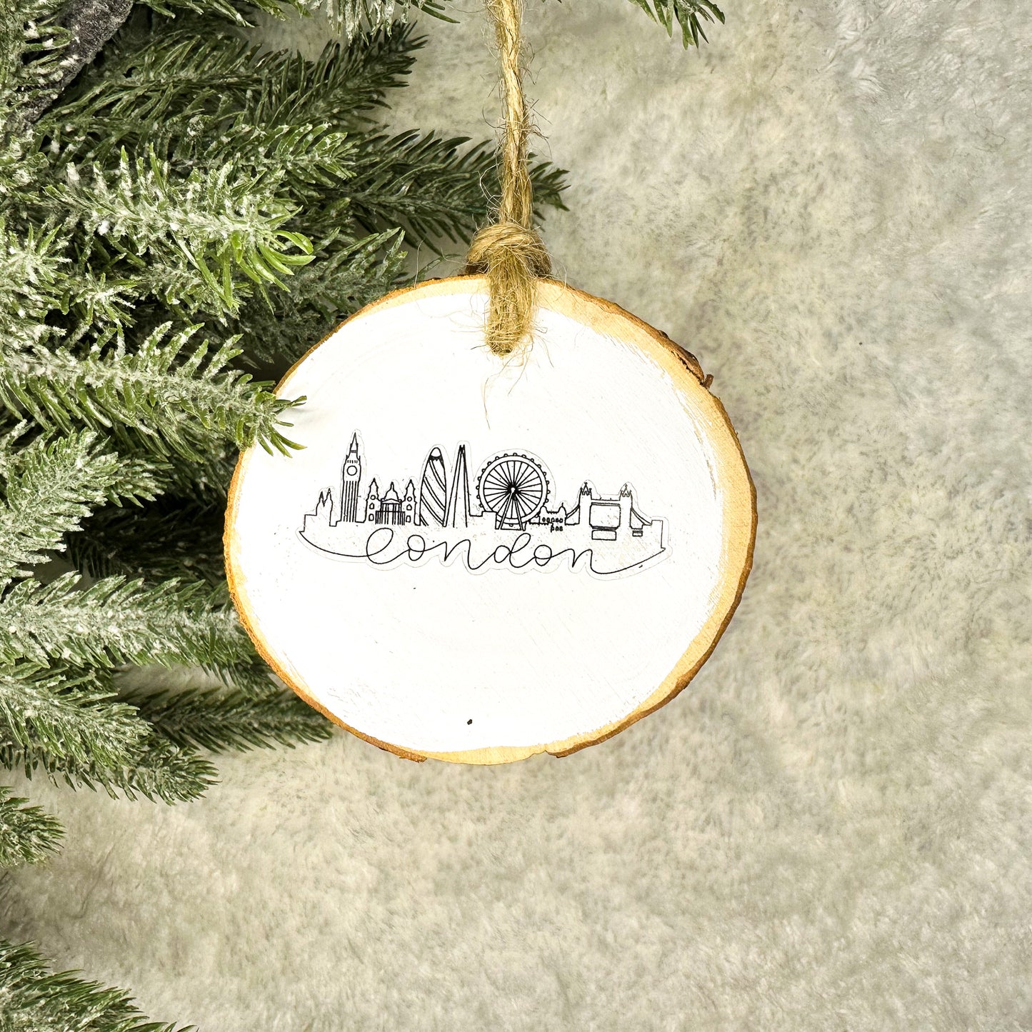 London Skyline Wood Slice Ornament