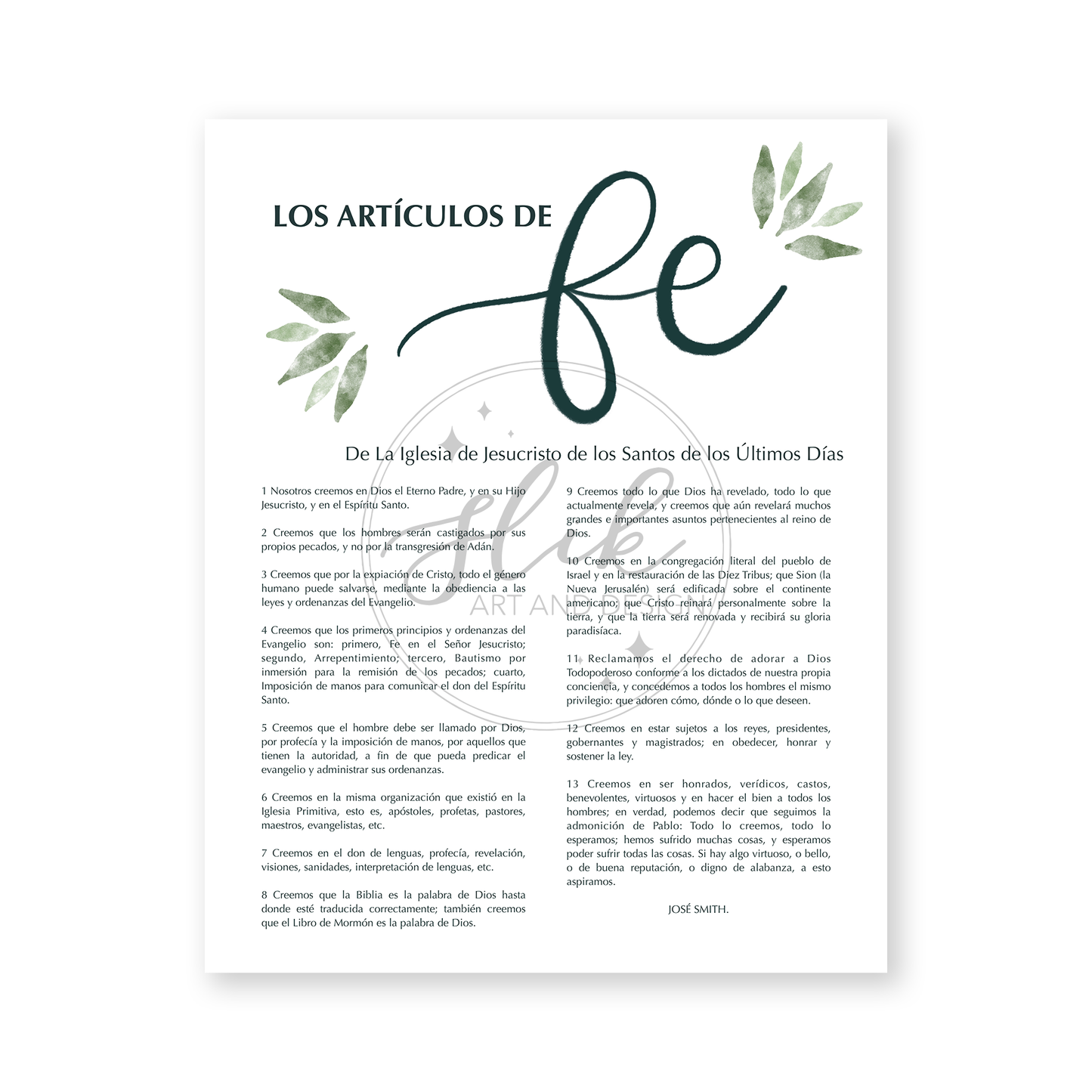 Los Artículos de Fe Digital Print