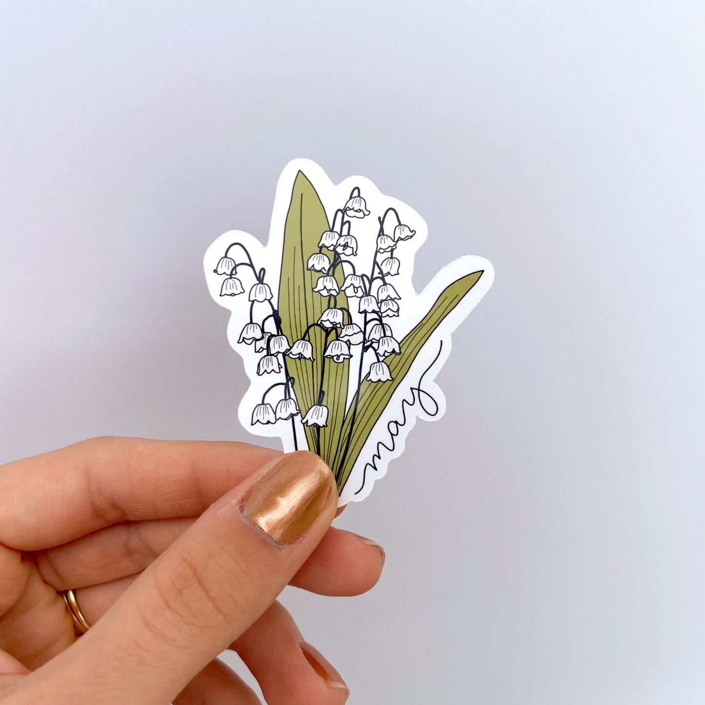 May Lily of the Valley Birth Month Flower Sticker - Month Lettering