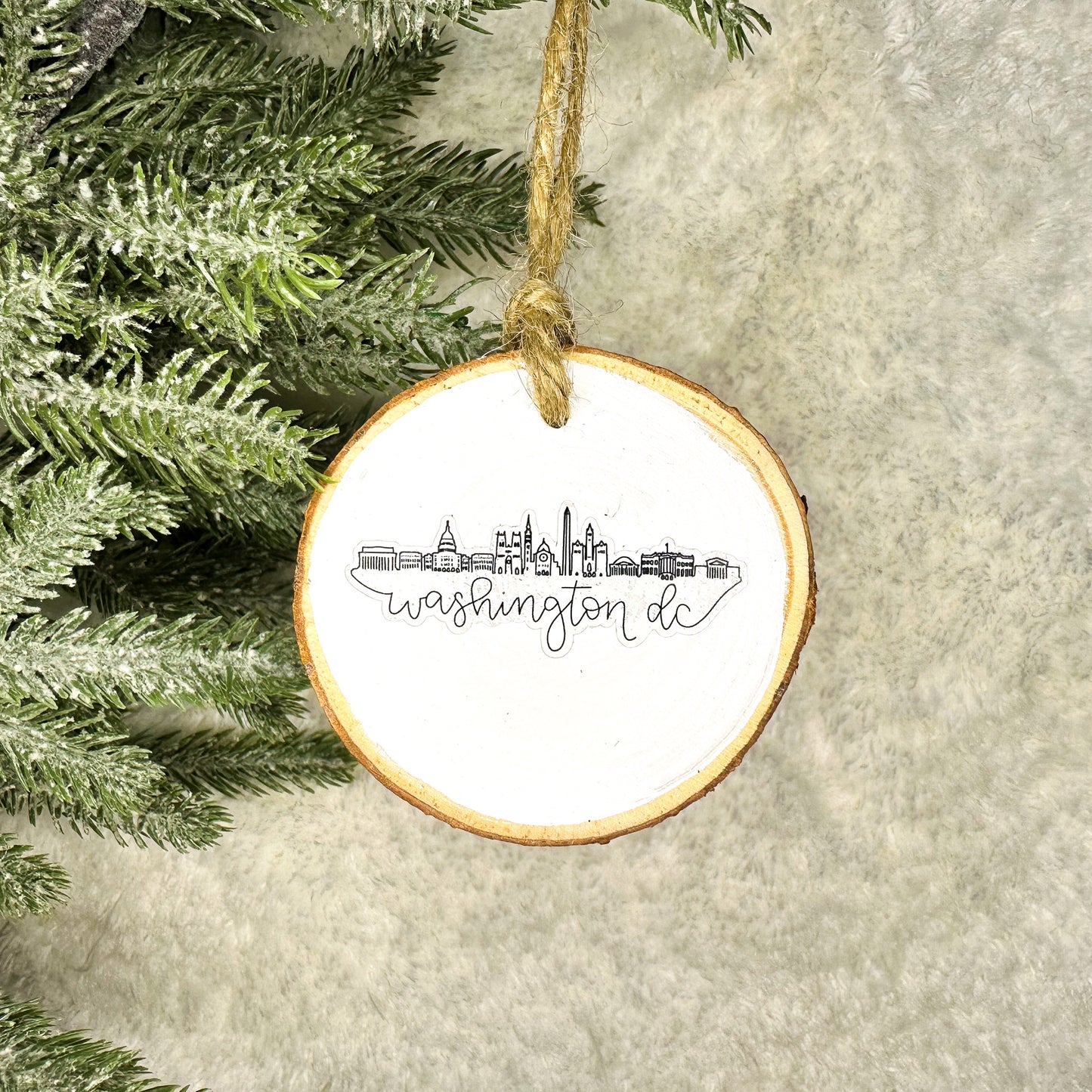 Washington DC Skyline Wood Slice Ornament
