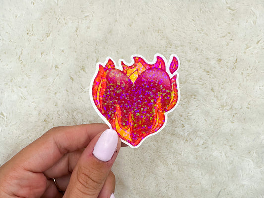 Flaming Heart Sticker
