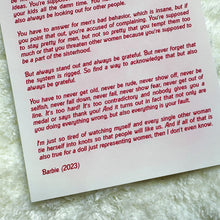 Load image into Gallery viewer, Barbie Speech 5x7 Print

