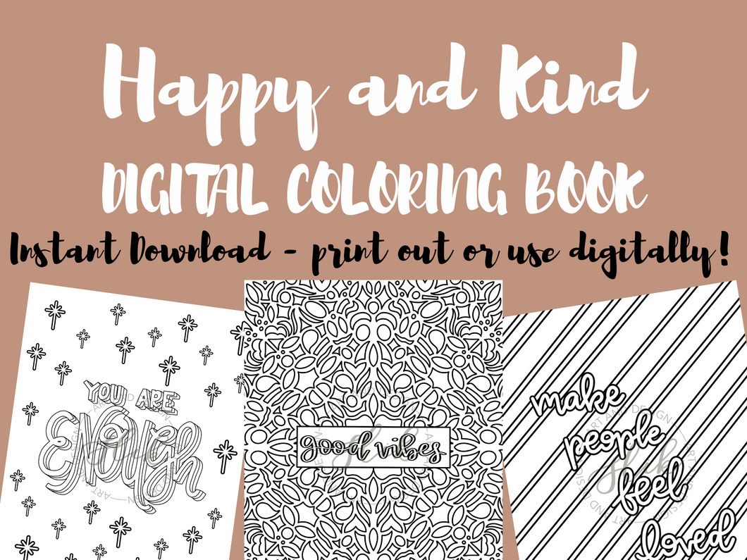 Happy and Kind Digital Coloring Book