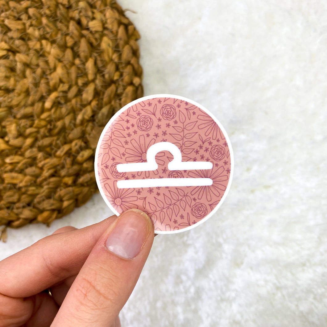 Libra Floral Astrology Sticker