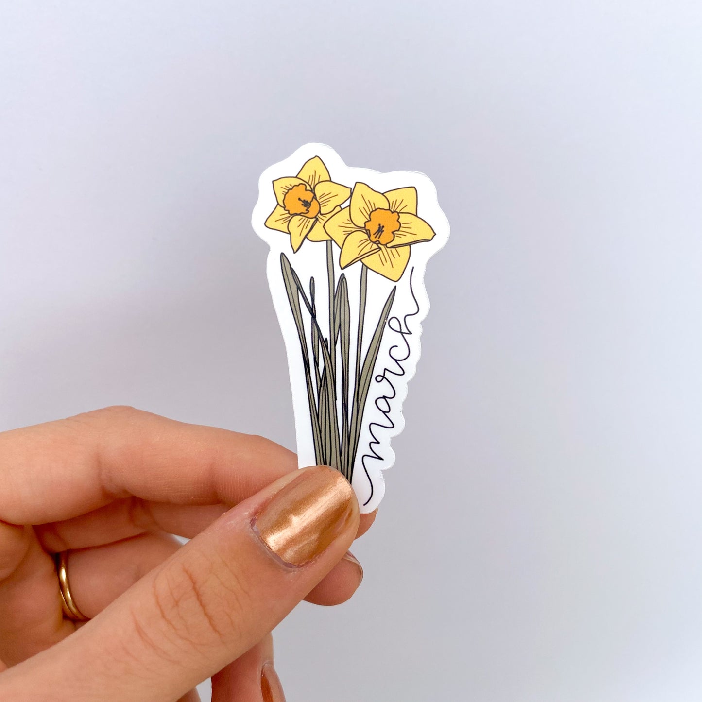 March Daffodil Birth Month Flower Sticker - Month Lettering