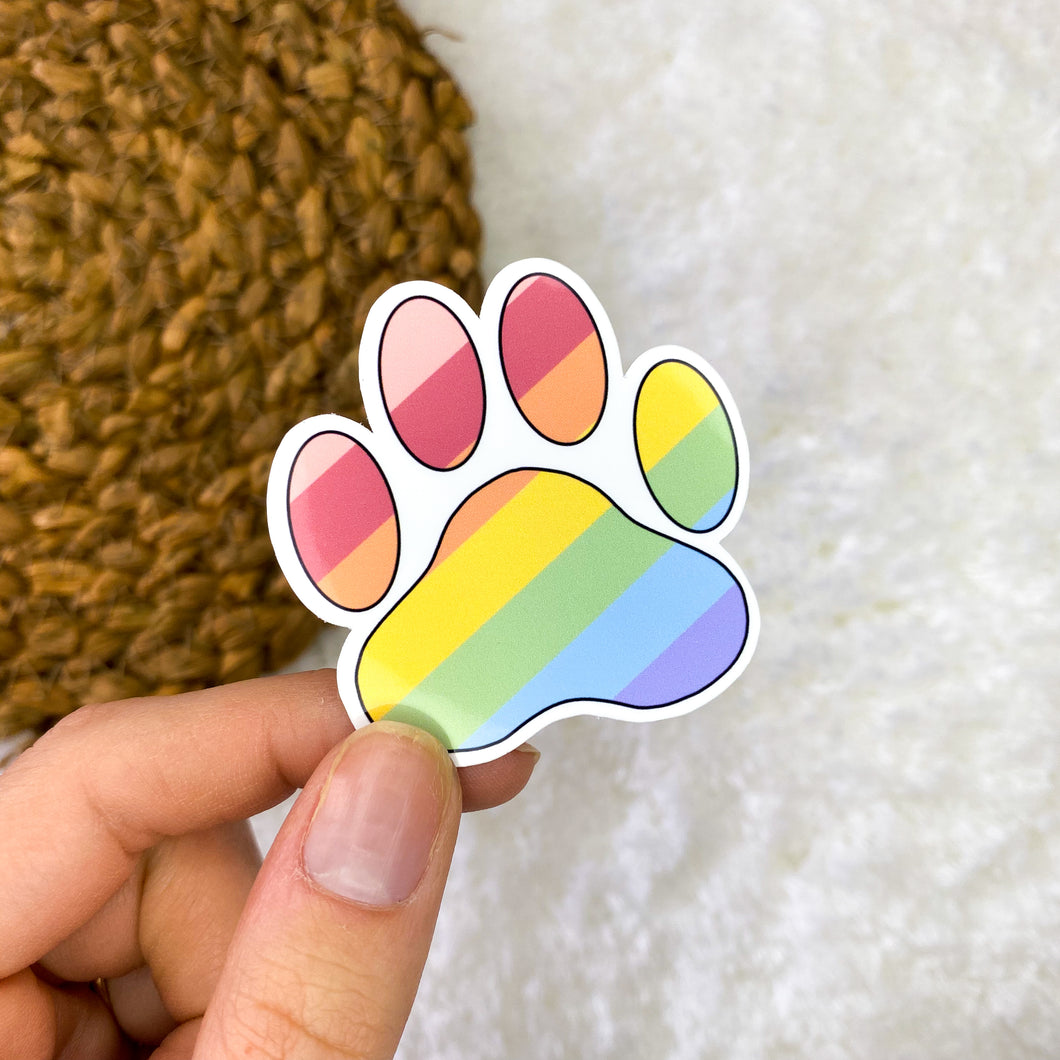 Rainbow Paw Print Sticker