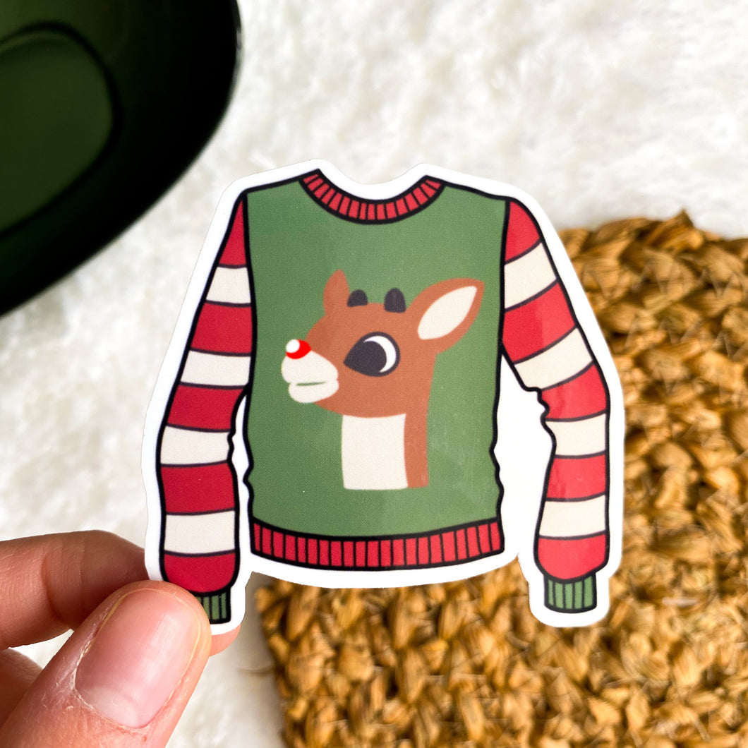 Rudolph Christmas Sweater Sticker