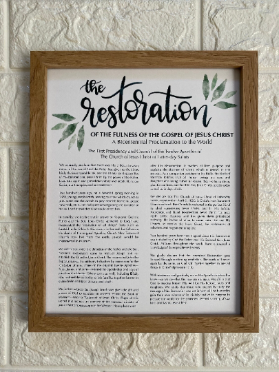 The Restoration of the Fulness of the Gospel of Jesus Christ: A Bicentennial Proclamation to the World Digital Print