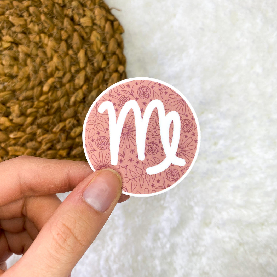 Virgo Floral Astrology Sticker